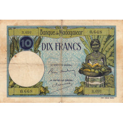 Madagascar - Pick 36b - 10 francs - Série R.692 - 1937 - Etat : TB-