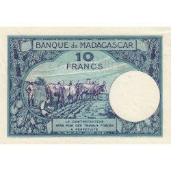 Madagascar - Pick 36b - 10 francs - Série H.832 - 1937 - Etat : TTB