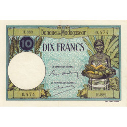 Madagascar - Pick 36b - 10 francs - 1937 - Etat : SUP-