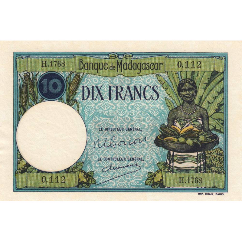 Madagascar - Pick 36c - 10 francs - Série H.1768 - 1948 - Etat : SUP+