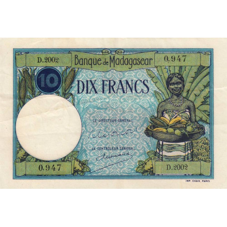 Madagascar - Pick 36c - 10 francs - Série D.2002 - 1948 - Etat : TB+