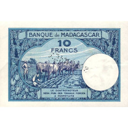 Madagascar - Pick 36cs - 10 francs - Sans série - 1948 - Spécimen - Etat : SPL