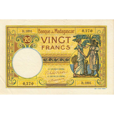 Madagascar - Pick 37c - 20 francs - Série R.1901 - 1948 - Etat : TTB