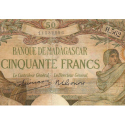 Madagascar - Pick 38c - 50 francs - Série H.502 - 1948 - Etat : B