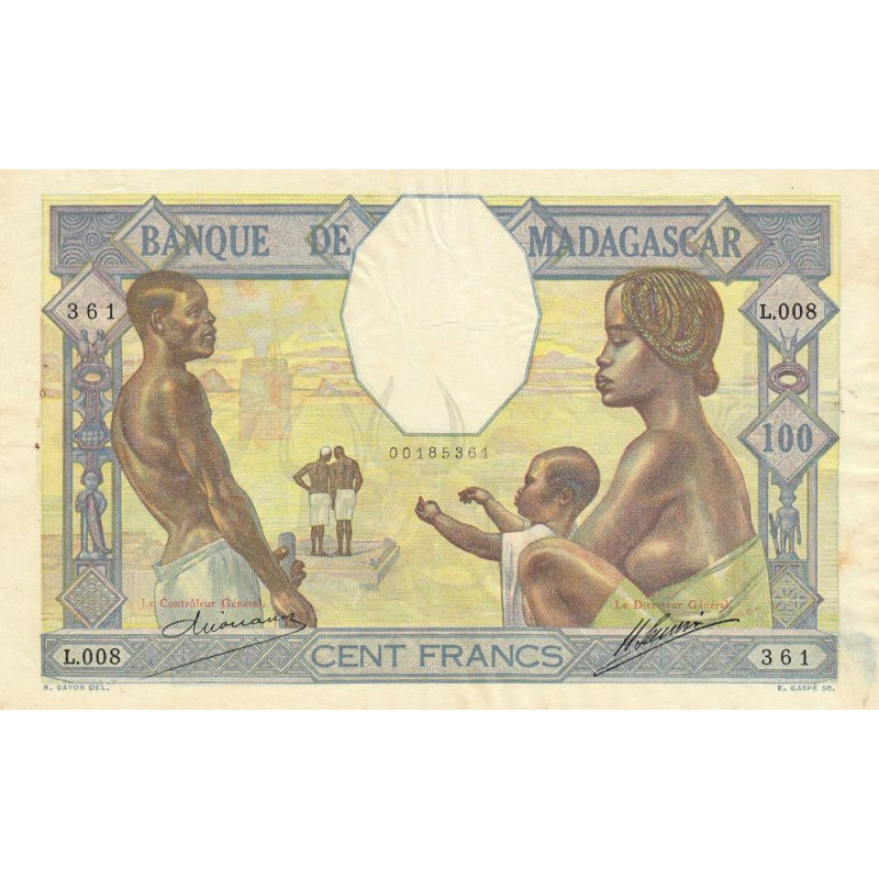Madagascar - Pick 40a - 100 francs - Série L.8 - 1926 - Etat : SUP-
