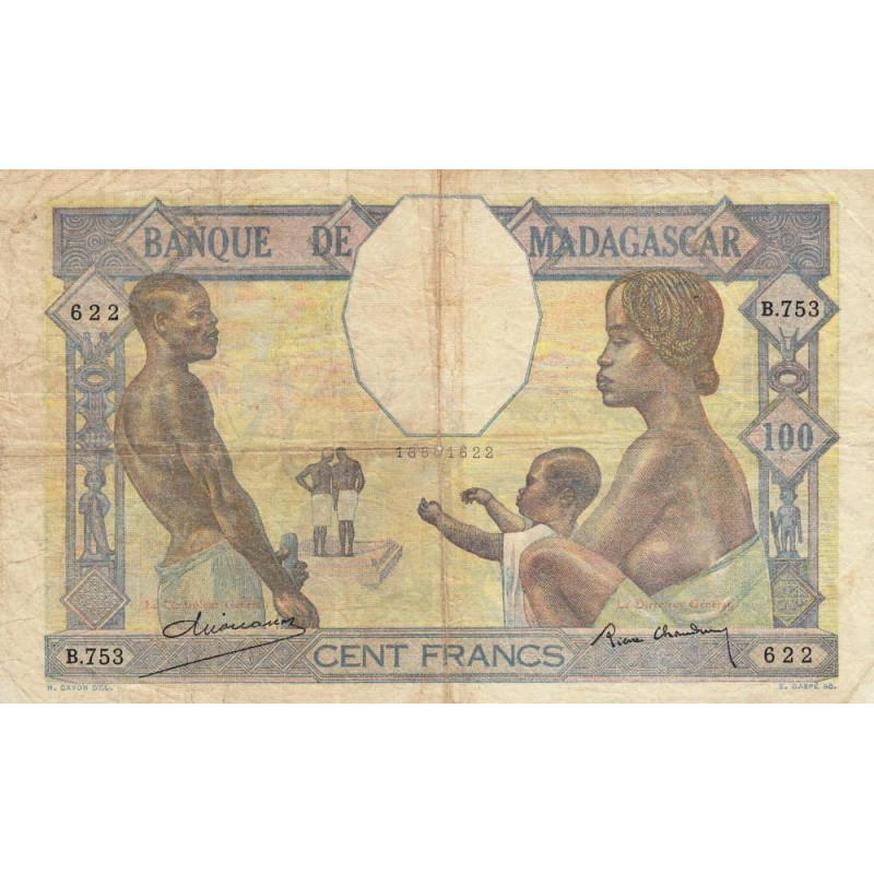 Madagascar - Pick 40b - 100 francs - 1937 - Etat : TB-
