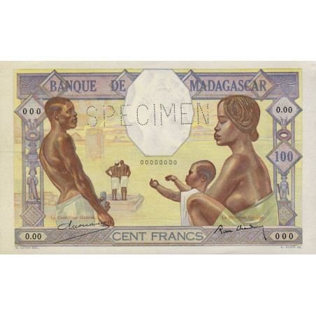 Madagascar - Pick 40bs - 100 francs - 1937 - Spécimen - Etat : SPL