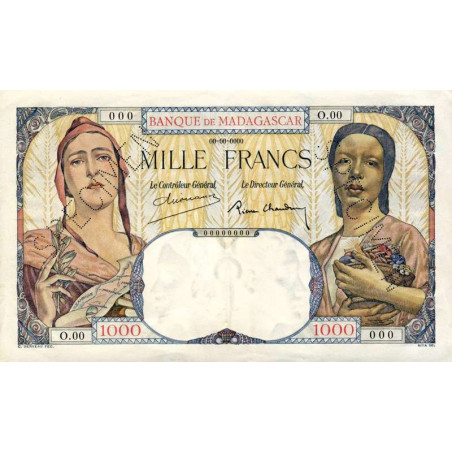 Madagascar - Pick 41bs - 1'000 francs - 1937 - Spécimen - Etat : SPL