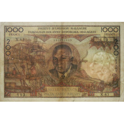 Madagascar - Pick 56b - 1'000 francs - 200 ariary - 1963 - Etat : TB+