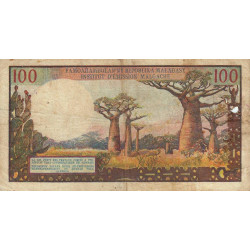Madagascar - Pick 57a - 100 francs - 20 ariary - Série P.9 - 1964 - Etat : B