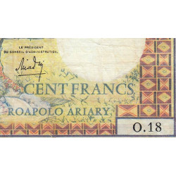 Madagascar - Pick 57a - 100 francs - 20 ariary - Série O.18 - 1964 - Etat : TB