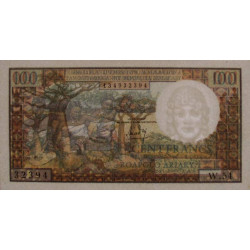 Madagascar - Pick 57a - 100 francs - 20 ariary - Série W.54 - 1964 - Etat : SPL