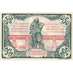 Béziers - Pirot 27-25 variété - 50 centimes - Série YI 75.22 - 18/10/1919 - Etat : SPL