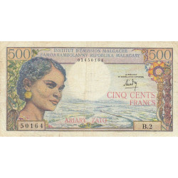 Madagascar - Pick 58a - 500 francs - 100 ariary - 1966 - Etat : TB