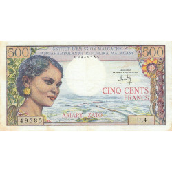 Madagascar - Pick 58a - 500 francs - 100 ariary - 1966 - Etat : TTB-