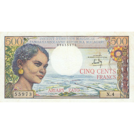 Madagascar - Pick 58a - 500 francs - 100 ariary - 1966 - Etat : TTB-