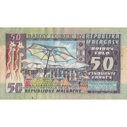 Madagascar - Pick 62 - 50 francs - 10 ariary - Série A/58 - 1974 - Etat : TTB