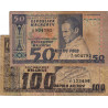 Madagascar - Pick 62/63 - Lot 50 et 100 francs - 10 et 20 ariary - 1974 - Etat : B