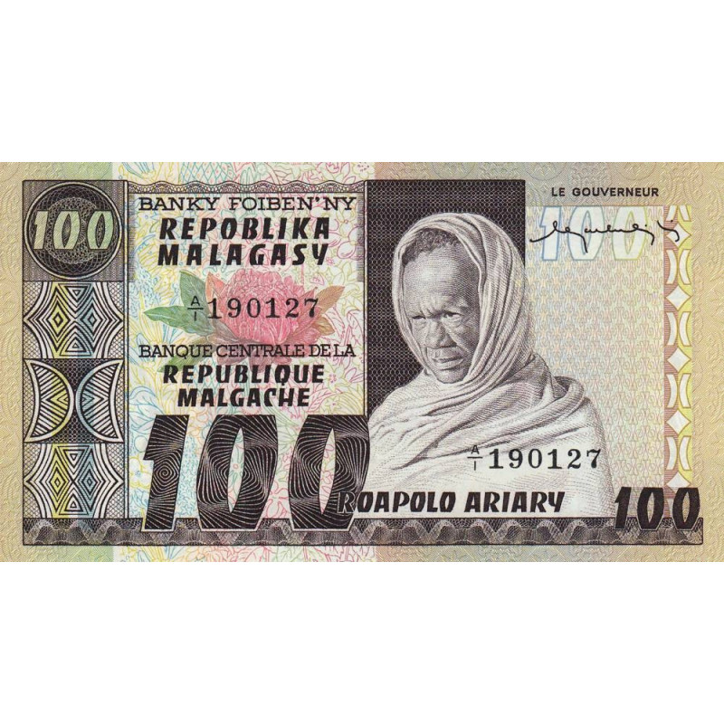 Madagascar - Pick 63 - 100 francs - 20 ariary - Série A/1 - 1974 - Etat : NEUF