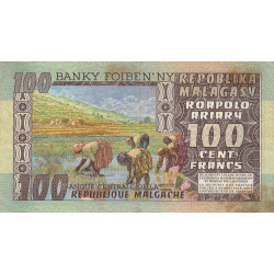 Madagascar - Pick 63 - 100 francs - 20 ariary - Série A/11 - 1974 - Etat : TB