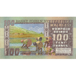 Madagascar - Pick 63 - 100 francs - 20 ariary - Série A/25 - 1974 - Etat : TTB