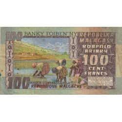 Madagascar - Pick 63 - 100 francs - 20 ariary - Série A/57 - 1974 - Etat : TB-