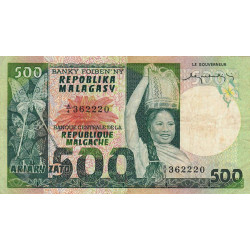 Madagascar - Pick 64 - 500 francs - 100 ariary - 1974 - Etat : TB-