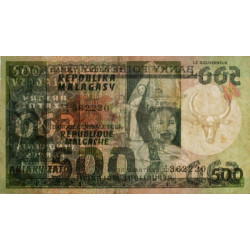 Madagascar - Pick 64 - 500 francs - 100 ariary - Série A/4 - 1974 - Etat : TB-