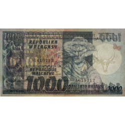 Madagascar - Pick 65 - 1'000 francs - 200 ariary - Série A/14 - 1974 - Etat : SUP