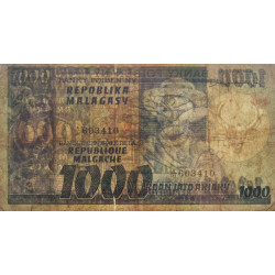 Madagascar - Pick 65 - 1'000 francs - 200 ariary - 1974 - Etat : B