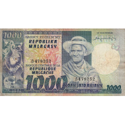 Madagascar - Pick 65 - 1'000 francs - 200 ariary - Série A/37 - 1974 - Etat : TB-