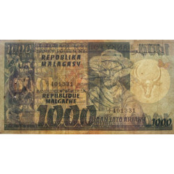 Madagascar - Pick 65r - 1'000 francs - 200 ariary - Série Z/1 (rempl.) - 1974 - Etat : TTB-