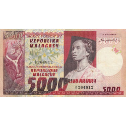 Madagascar - Pick 66 - 5'000 francs - 1'000 ariary - Série A/8 - 1974 - Etat : TTB