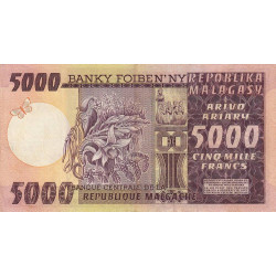 Madagascar - Pick 66 - 5'000 francs - 1'000 ariary - Série A/8 - 1974 - Etat : TTB