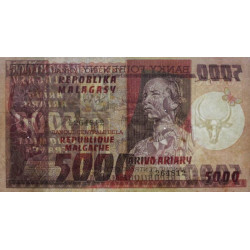 Madagascar - Pick 66 - 5'000 francs - 1'000 ariary - Série A/8 - 1974 - Etat : TTB