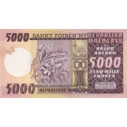 Madagascar - Pick 66 - 5'000 francs - 1'000 ariary - Série A/9 - 1974 - Etat : SUP+