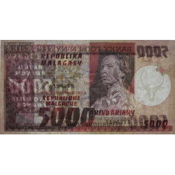 Madagascar - Pick 66 - 5'000 francs - 1'000 ariary - Série A/9 - 1974 - Etat : SUP+