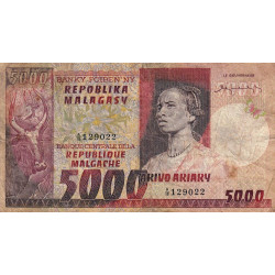 Madagascar - Pick 66 - 5'000 francs - 1'000 ariary - 1974 - Etat : B-
