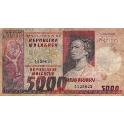 Madagascar - Pick 66 - 5'000 francs - 1'000 ariary - Série A/18 - 1974 - Etat : B-