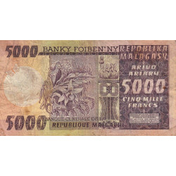 Madagascar - Pick 66 - 5'000 francs - 1'000 ariary - Série A/18 - 1974 - Etat : B-