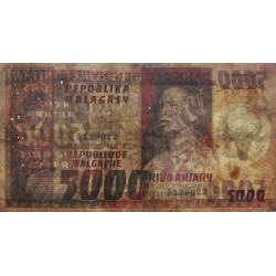 Madagascar - Pick 66 - 5'000 francs - 1'000 ariary - Série A/18 - 1974 - Etat : B-