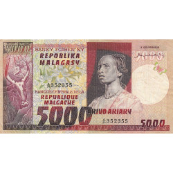 Madagascar - Pick 66 - 5'000 francs - 1'000 ariary - Série A/20 - 1974 - Etat : TB+