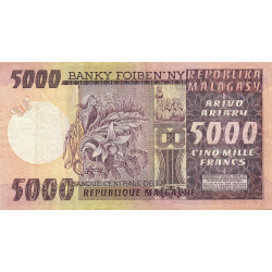 Madagascar - Pick 66 - 5'000 francs - 1'000 ariary - Série A/20 - 1974 - Etat : TB+
