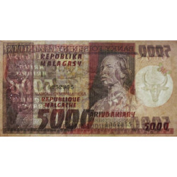 Madagascar - Pick 66 - 5'000 francs - 1'000 ariary - Série A/20 - 1974 - Etat : TB+