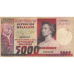 Madagascar - Pick 66 - 5'000 francs - 1'000 ariary - 1974 - Etat : TB-