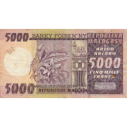 Madagascar - Pick 66 - 5'000 francs - 1'000 ariary - 1974 - Etat : TB-