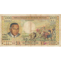 Madagascar - Pick 60 - 5'000 francs - 1'000 ariary - 1966 - Etat : TB