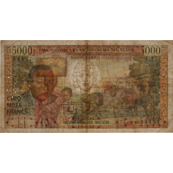 Madagascar - Pick 60 - 5'000 francs - 1'000 ariary - Série L.1 - 1966 - Etat : TB