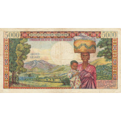 Madagascar - Pick 60 - 5'000 francs - 1'000 ariary - 1966 - Etat : TB+