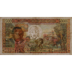 Madagascar - Pick 60 - 5'000 francs - 1'000 ariary - 1966 - Etat : TB+